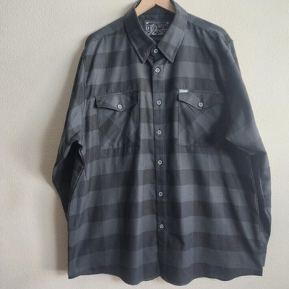 Dixxon Flannel Shirt Mens 2XL Black Gray Plaid Heritage Button Up Workwear